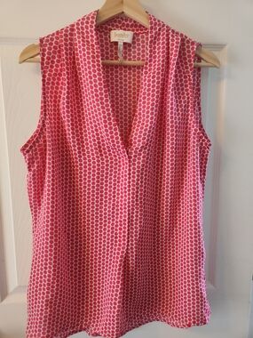 Laundry By Shelli Segal Pink Polka Dot Sleeveless V-Neck Camisole